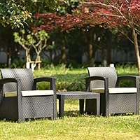 Amazon.co.jp: HXCQYGL ラタン調 ガーデンファニチャー 3点